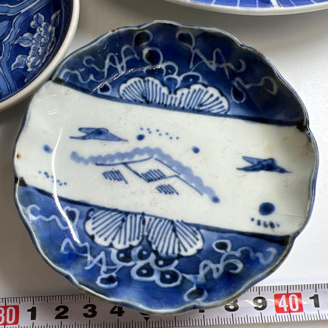 古伊万里　染付皿4枚　幅約9.5~16.5㎝　東Y8-0216④