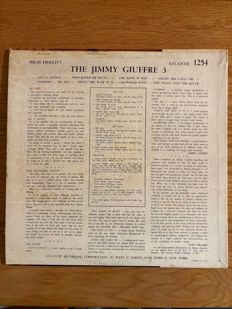 【オリジナル盤】The Jimmy Giuffre 3 アトランティック
