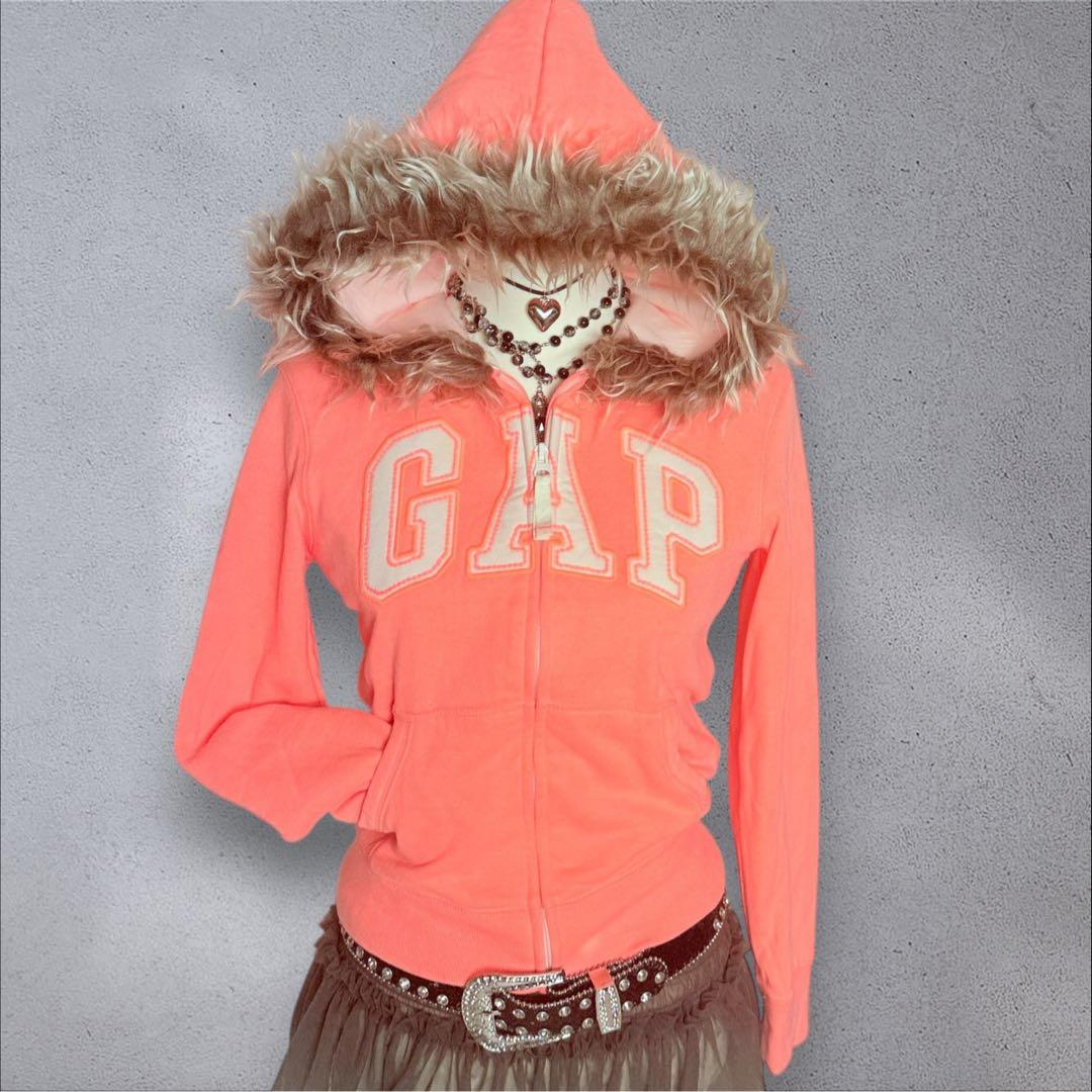 希少y2k 00s GAP ファージップパーカー hoodie平成 短丈 old