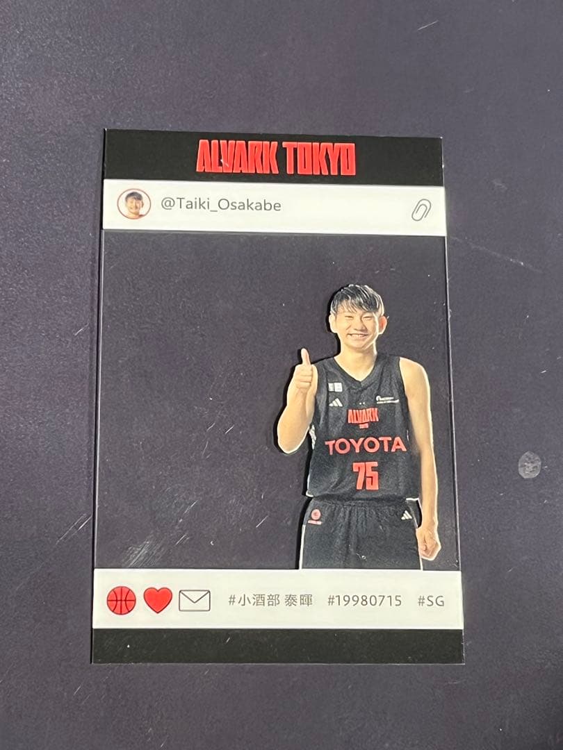 アルバルク東京 SNS風選手クリアカード 小酒部