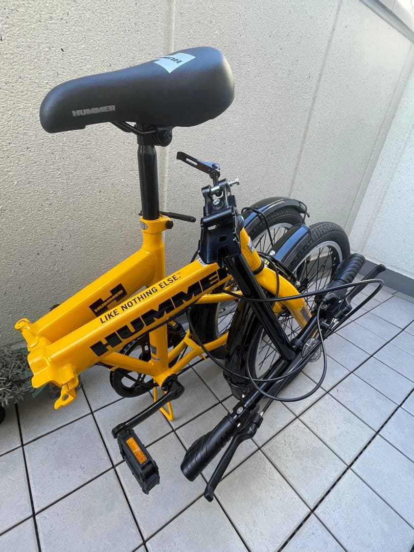 HUMMER 折りたたみ自転車 イエロー，キャンプ，可変ギア，2024年購入