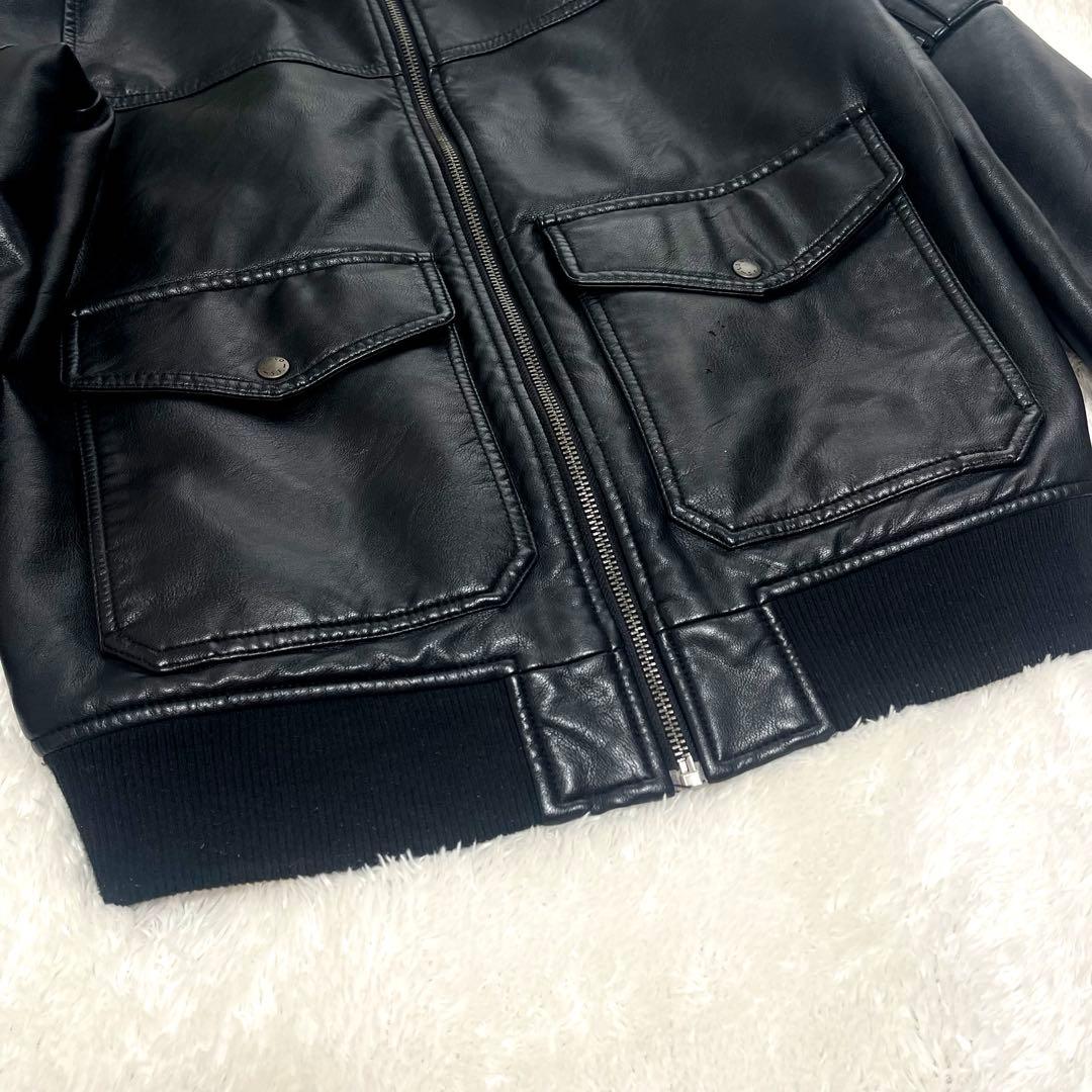 美品 Levi’s リーバイス レザージャケットフライトジャケット　MA-1 黒