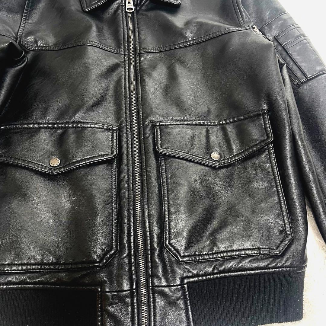 美品 Levi’s リーバイス レザージャケットフライトジャケット　MA-1 黒