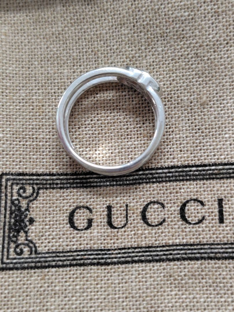 GUCCI インターロッキングGGダブルリング 7号 シルバー