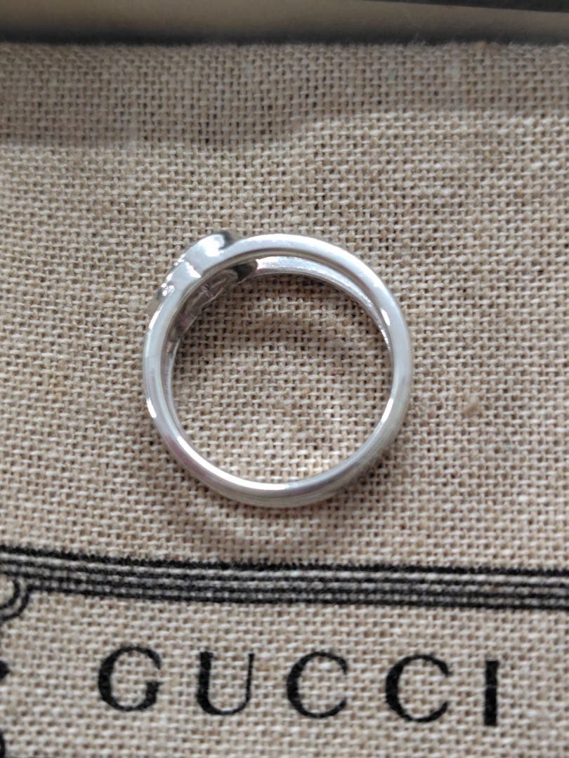 GUCCI インターロッキングGGダブルリング 7号 シルバー