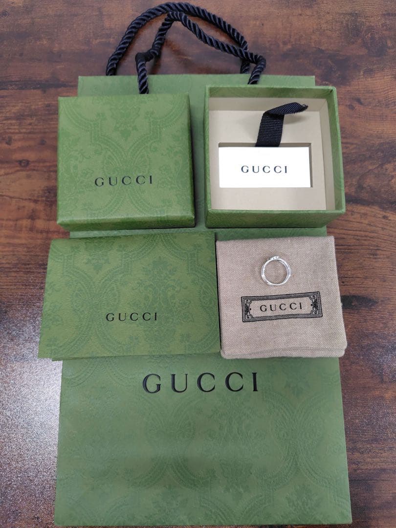 GUCCI インターロッキングGGダブルリング 7号 シルバー