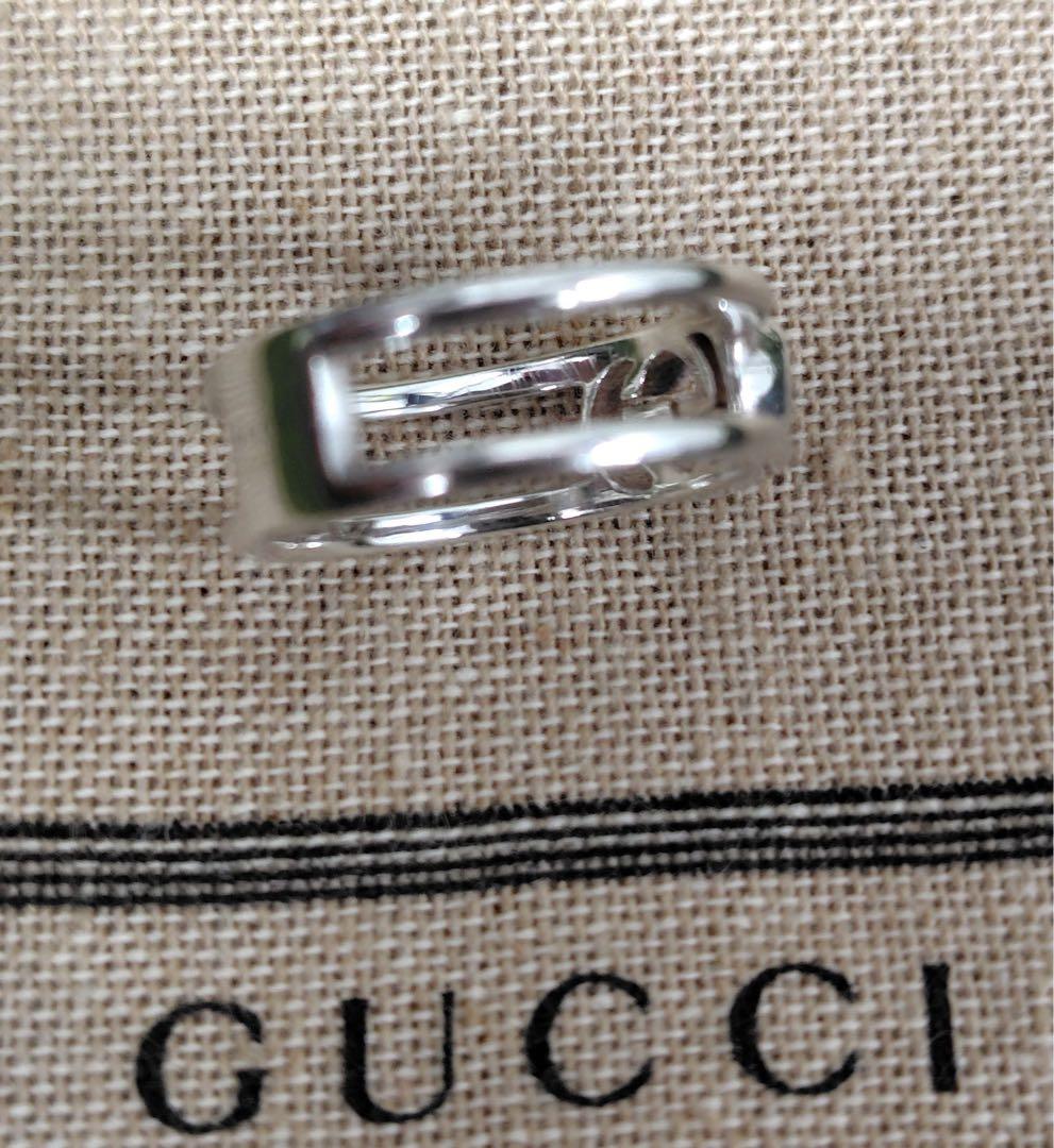 GUCCI インターロッキングGGダブルリング 7号 シルバー