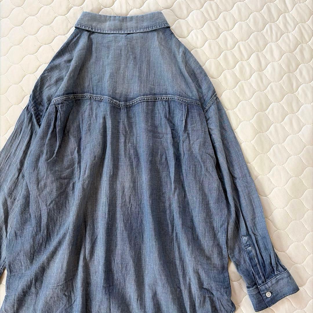 【美品】BEARDSLEY 《FRIPIER》シフォンデニムシャツ　ブルー