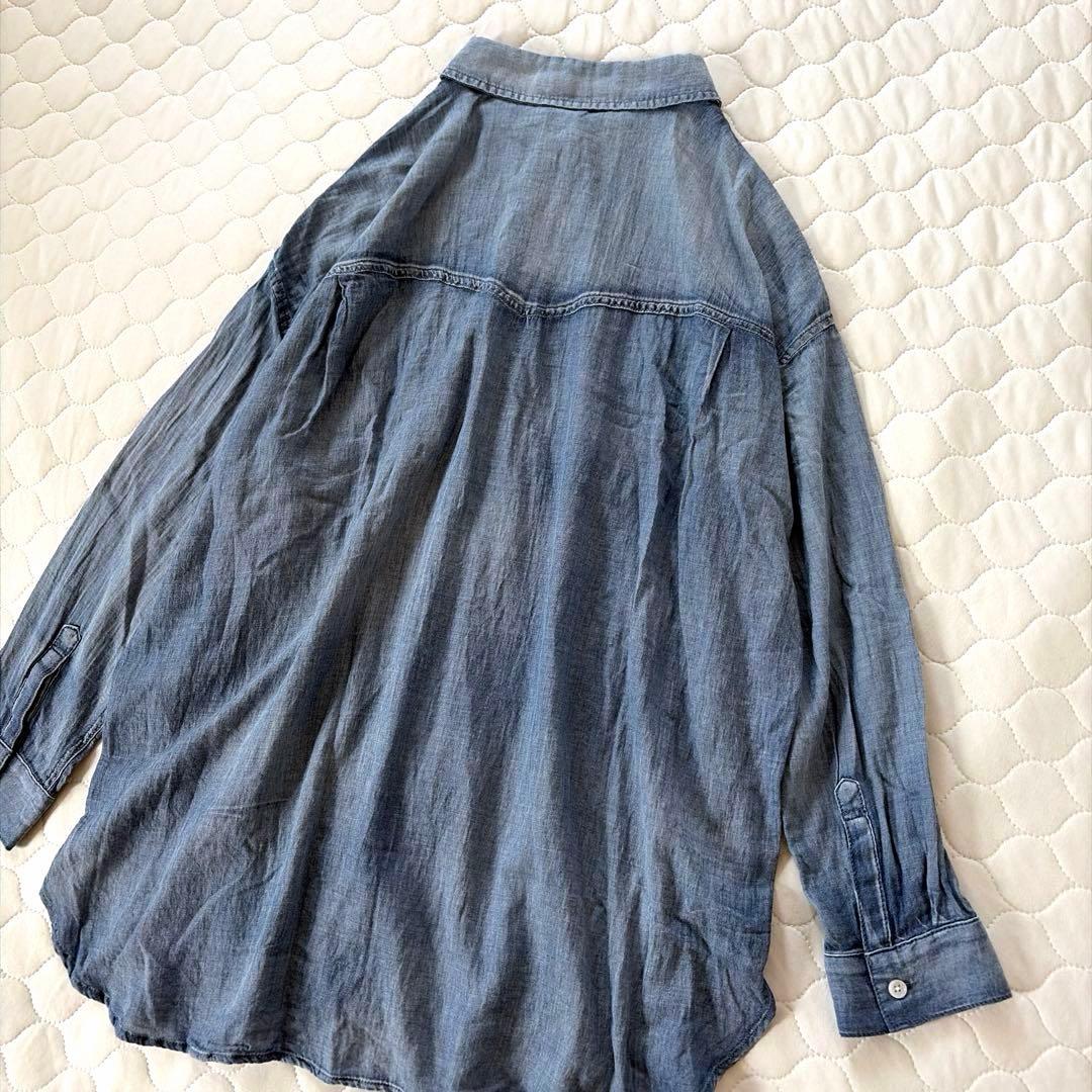 【美品】BEARDSLEY 《FRIPIER》シフォンデニムシャツ　ブルー