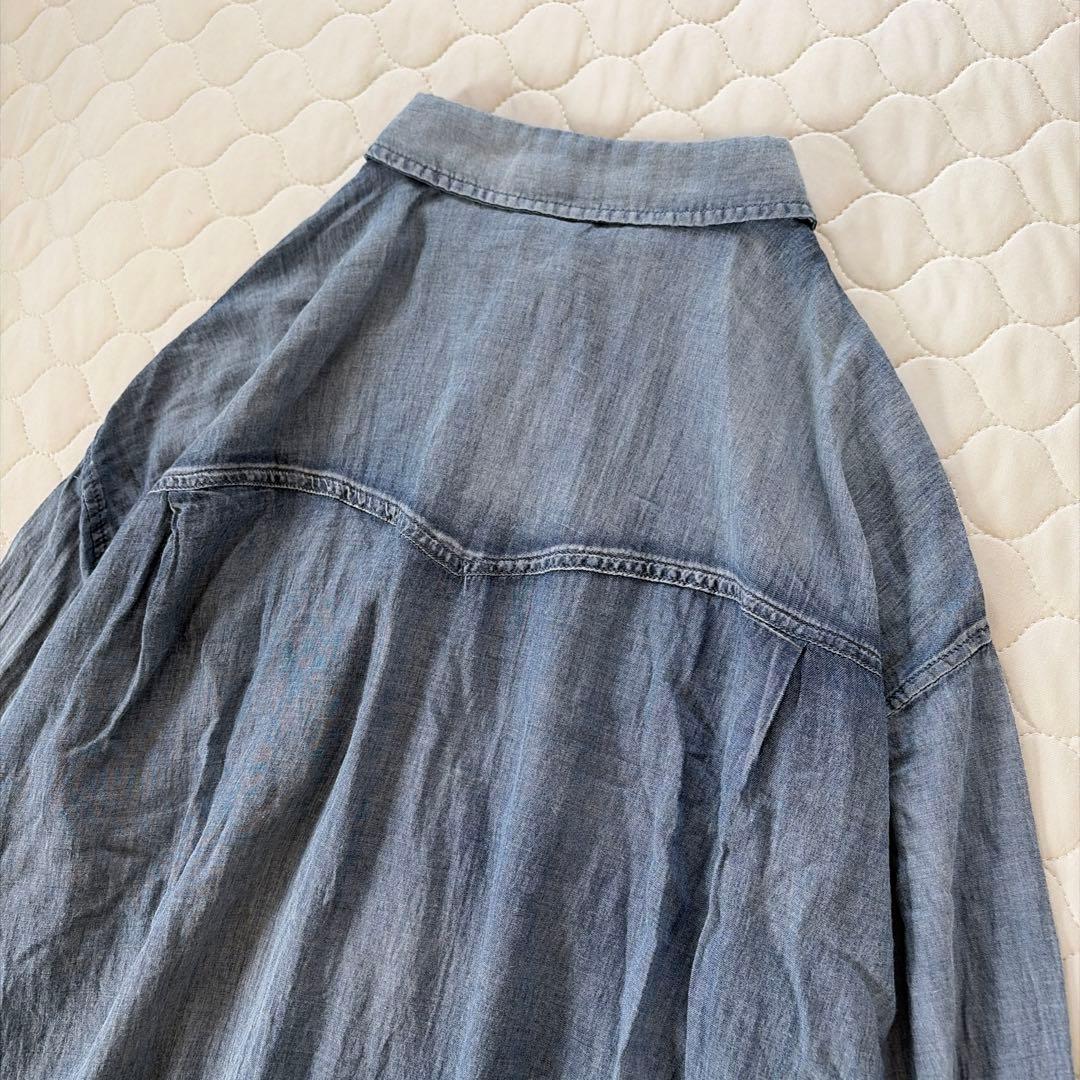 【美品】BEARDSLEY 《FRIPIER》シフォンデニムシャツ　ブルー
