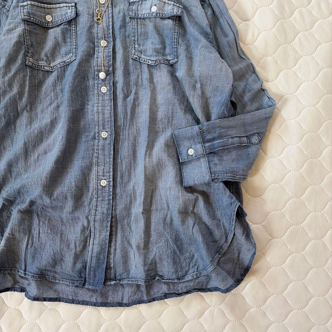 【美品】BEARDSLEY 《FRIPIER》シフォンデニムシャツ　ブルー