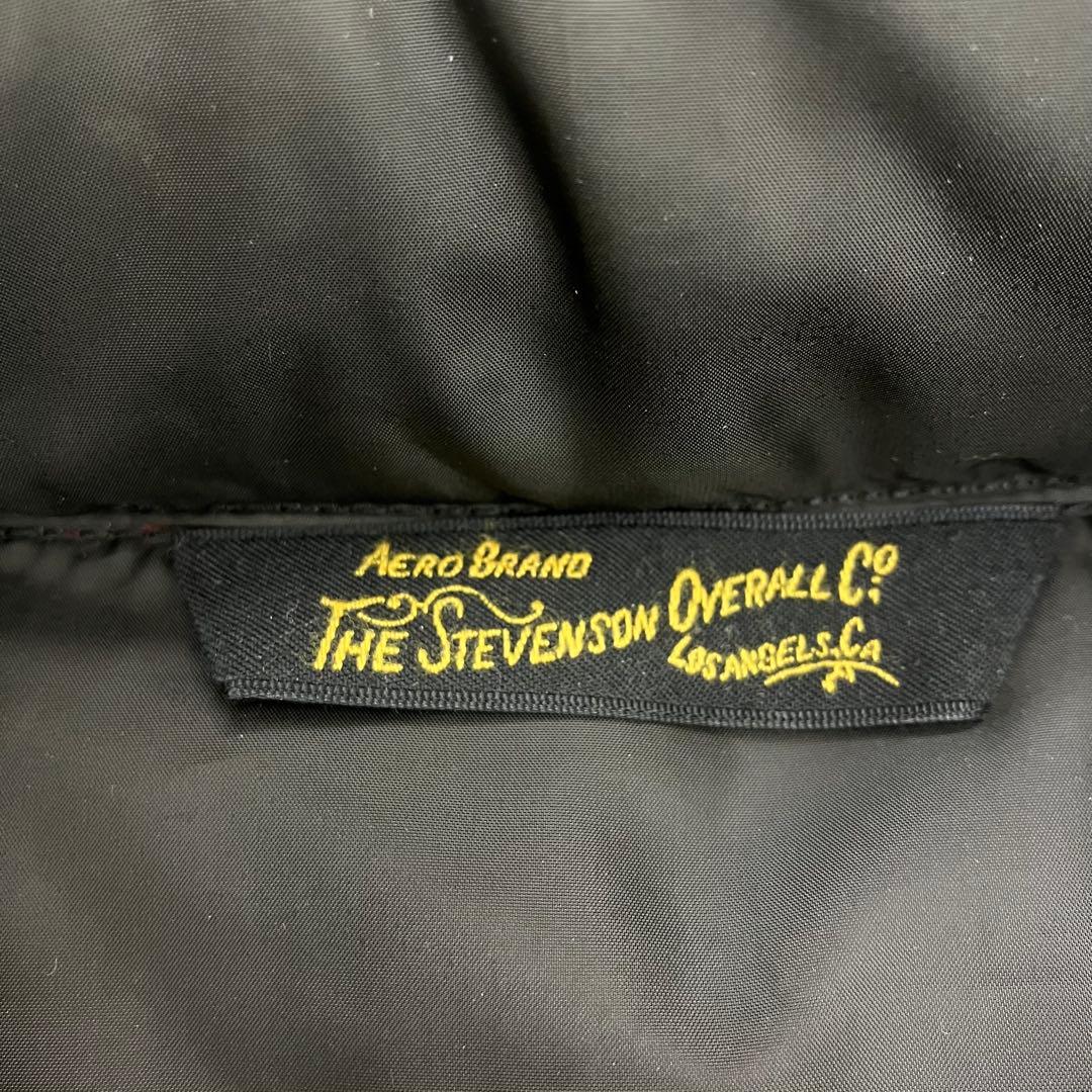 STEVENSON OVERALL ダウンベスト レザー切替 チェック 赤 黒