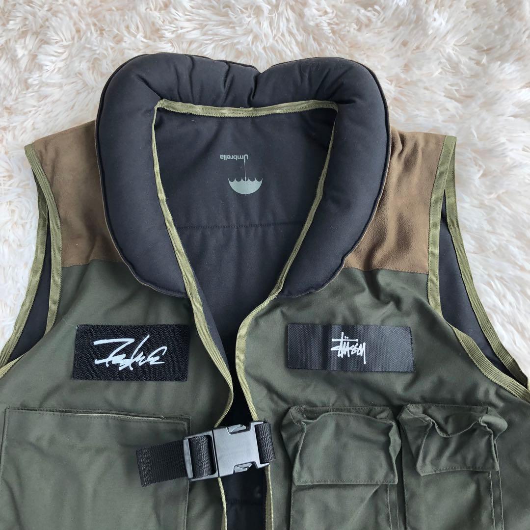 STUSSY×FUTURA中綿リバーシブルベストカーキブラックステューシー