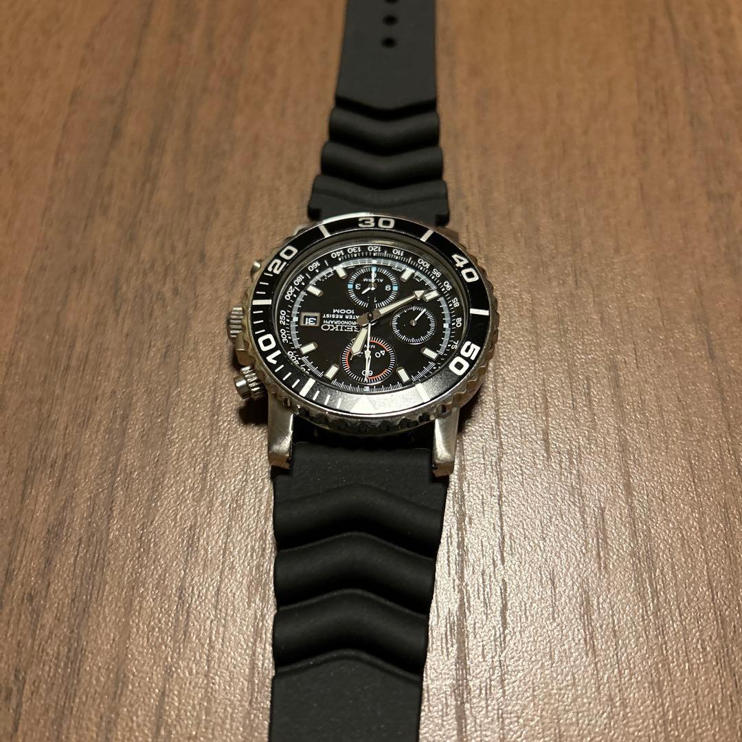 【ペットフータ】SEIKO クロノグラフ ラバーベルト 100m防水