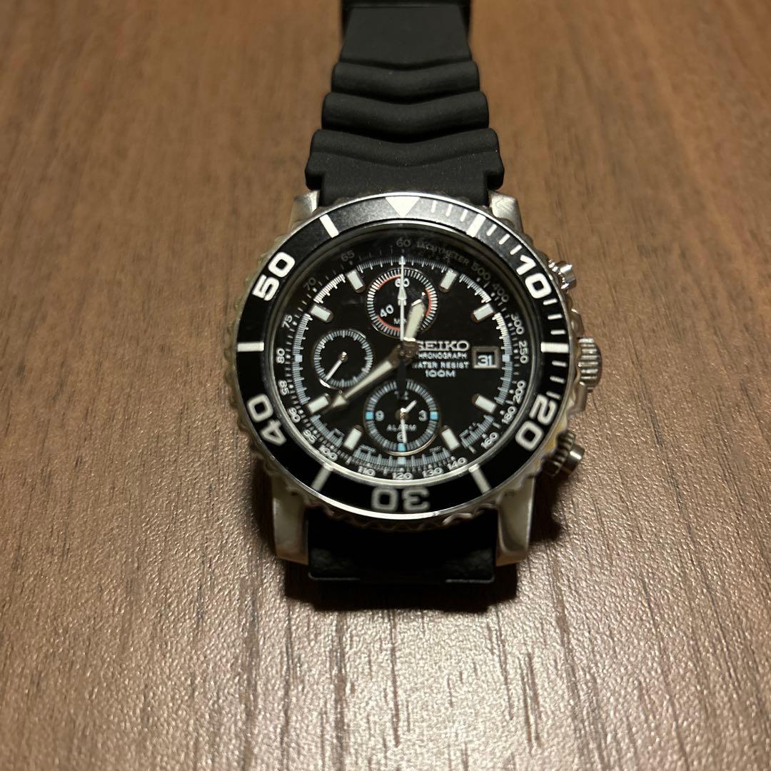 【ペットフータ】SEIKO クロノグラフ ラバーベルト 100m防水