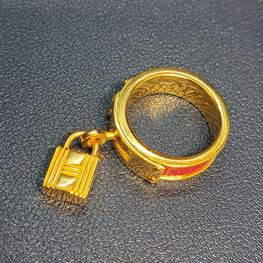 美品　HERMES　エルメス　スカーフリング　ケリー　ゴールド　カデナモチーフ