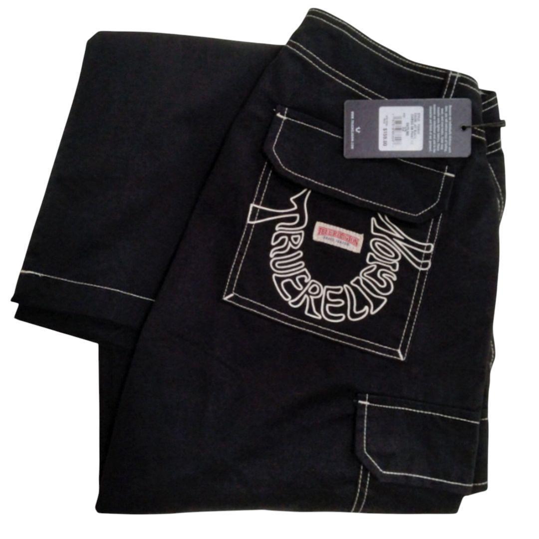 W32 ✨新品未使用 トゥルーレリジョン カーゴパンツ ワークパンツ デニム 黒