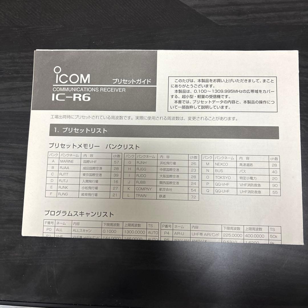 ICOM IC-R6 受信機 本体と付属品