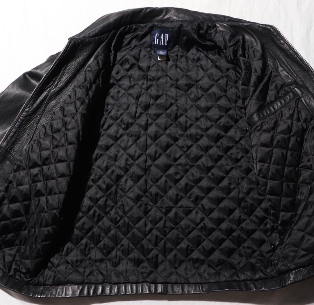 稀少 M アルミジップ OLD GAP レザージャケット オールドギャップ 黒