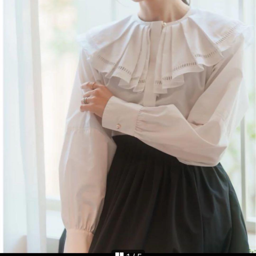 美品 メゾンエシェル ハシゴレースビッグカラーシャツ