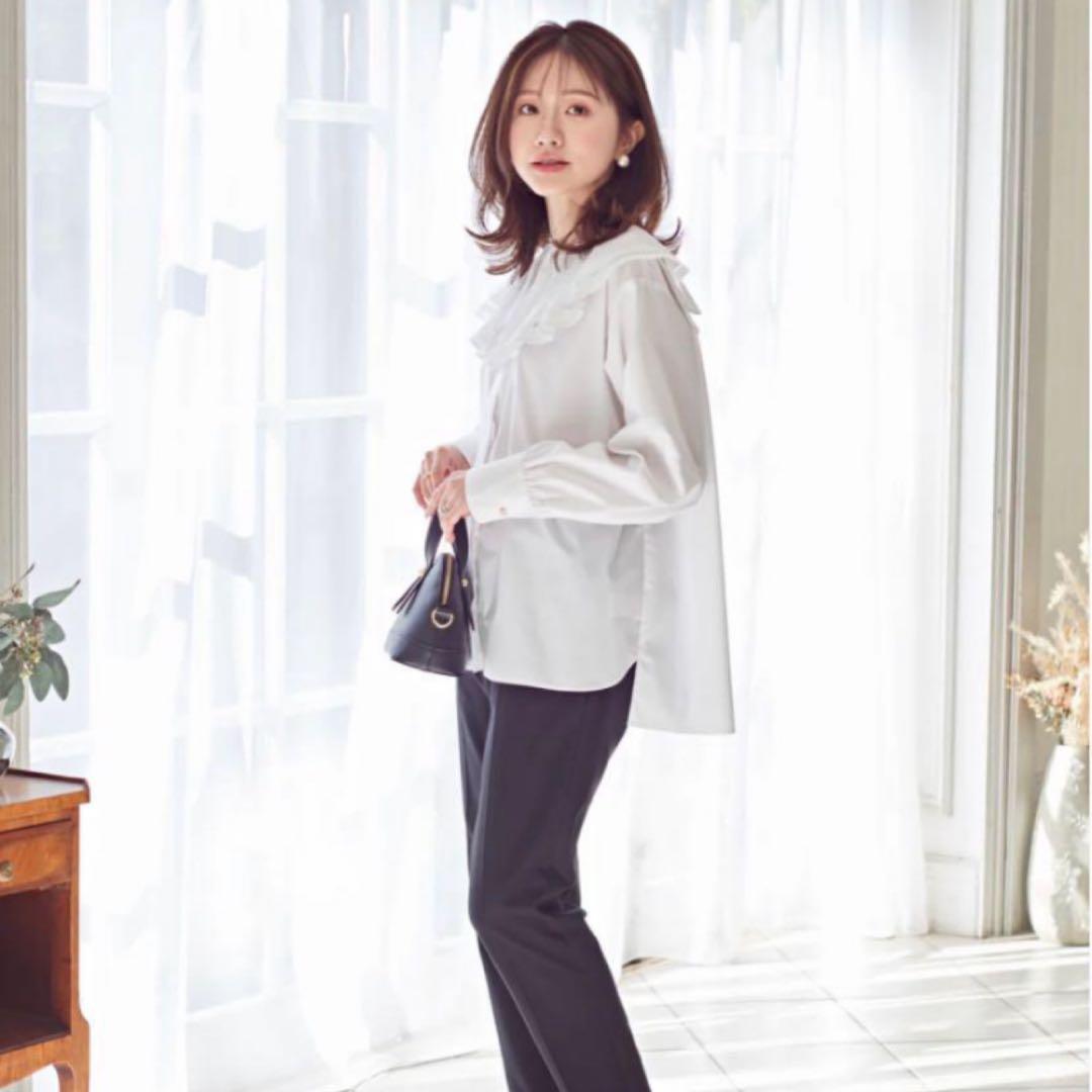 美品 メゾンエシェル ハシゴレースビッグカラーシャツ