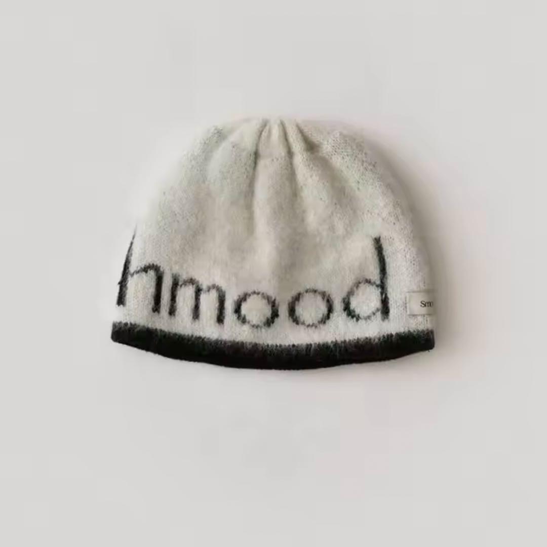韓国　smoothmood ロゴニットハット　ニット帽　ビーニー　帽子　白