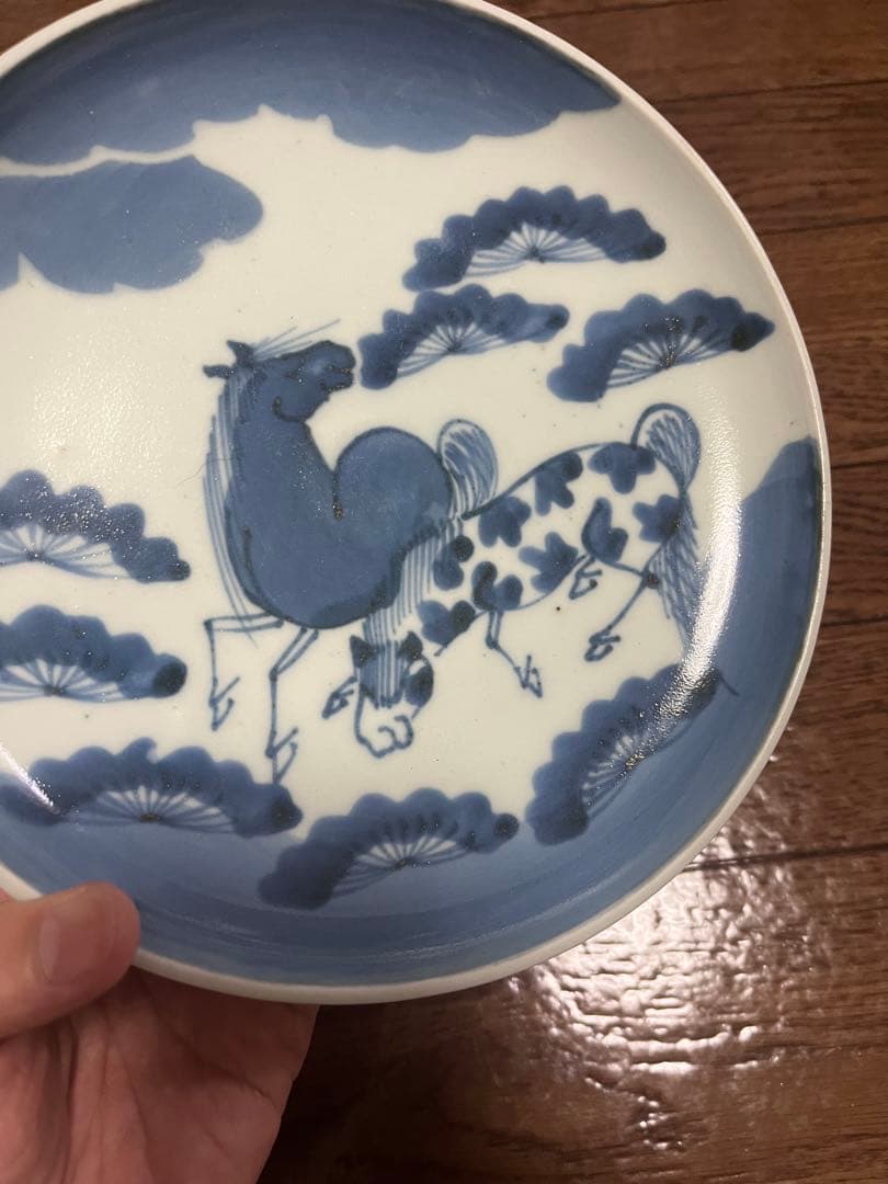 古伊万里　斑馬　馬　無傷完品　干支　民藝　民芸　くらわんか　志田　絵皿　石皿