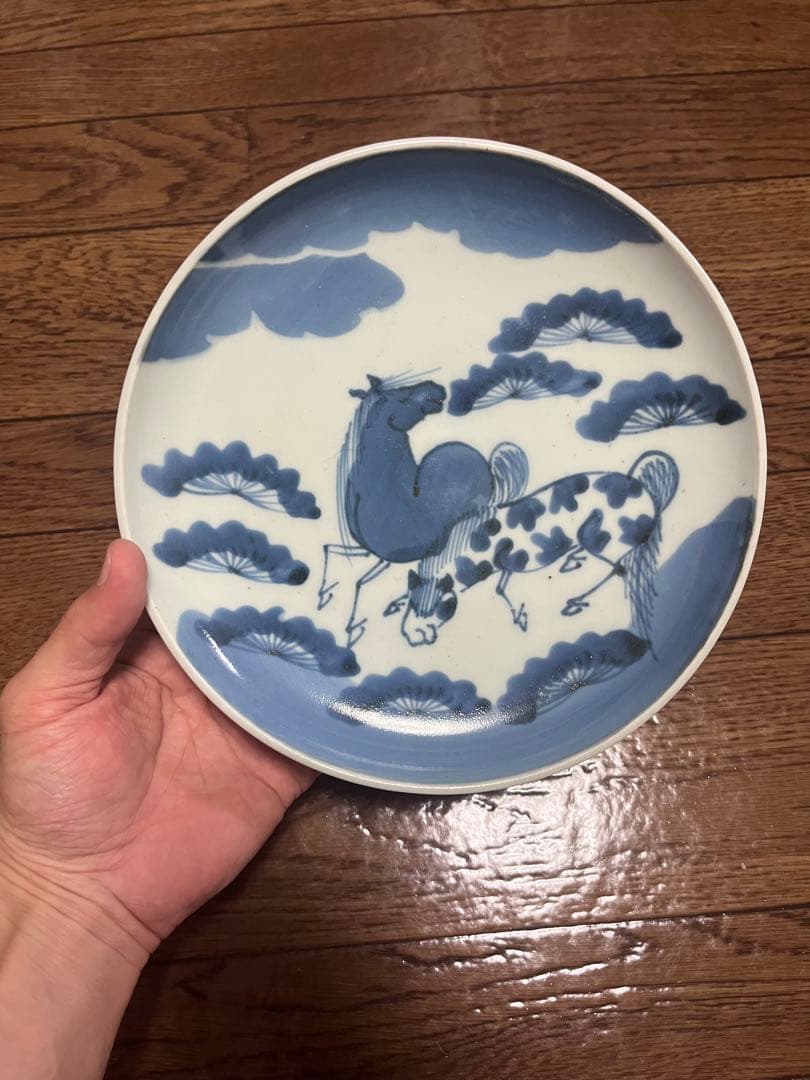 古伊万里　斑馬　馬　無傷完品　干支　民藝　民芸　くらわんか　志田　絵皿　石皿