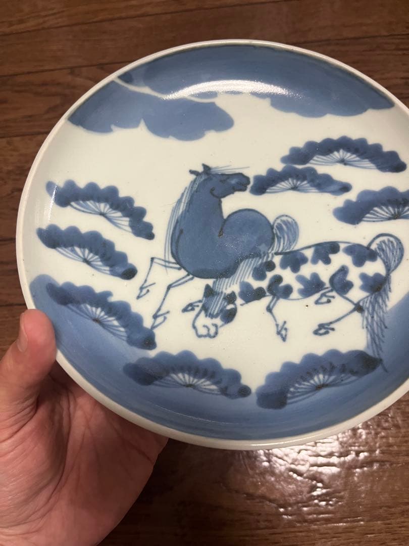 古伊万里　斑馬　馬　無傷完品　干支　民藝　民芸　くらわんか　志田　絵皿　石皿