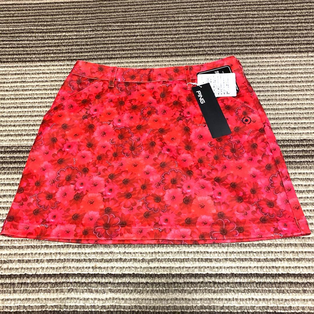 新品タグ付き　ピン　スカート　ゴルフウェア レディース　M 花柄　レッド　春秋