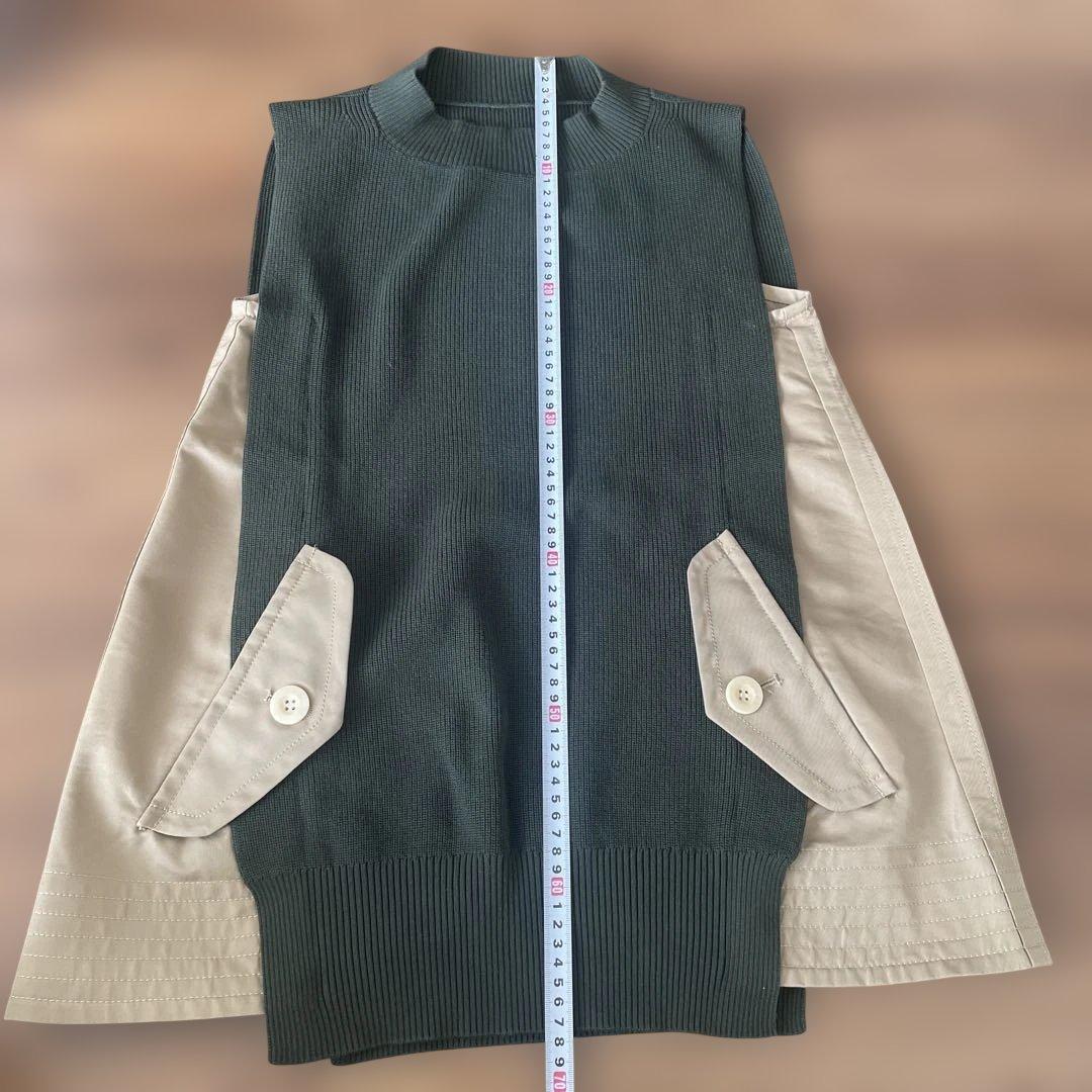 sacai ダークグリーン ニットベスト ボタン付き