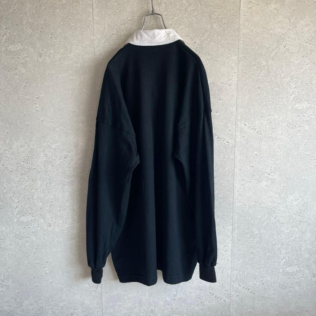 オールド カンタベリー オールブラックス 長袖 ラガーシャツ ビッグサイズ 刺繍