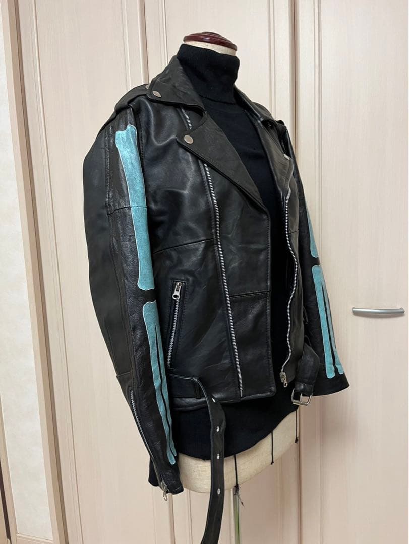 【USA製】ハンドペイント レザーダブルライダースジャケット