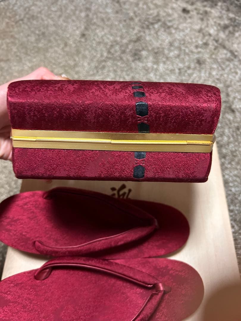 和装用バッグと草履セット ワインレッド