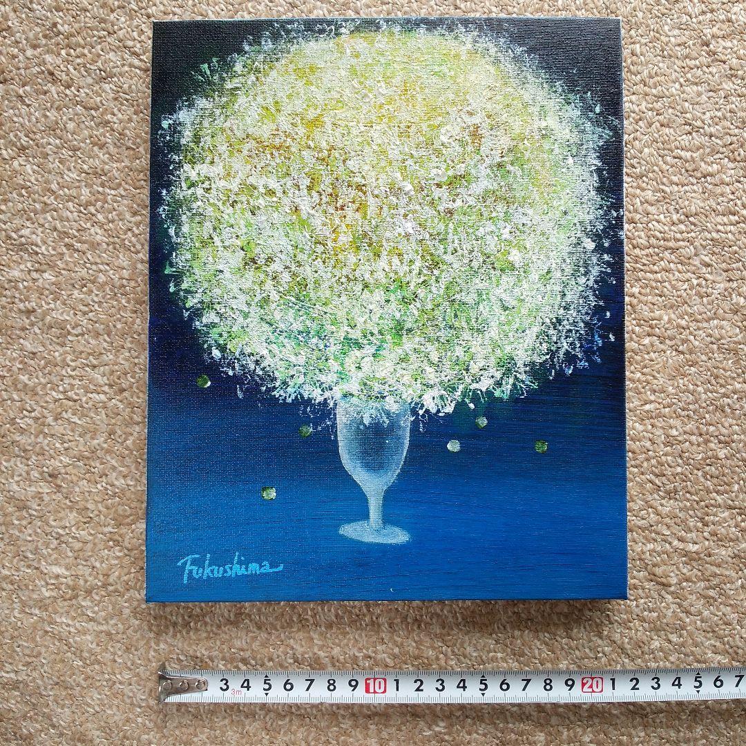 油絵 花の絵 「星屑の花（神秘）」F3号 （匿名配送）