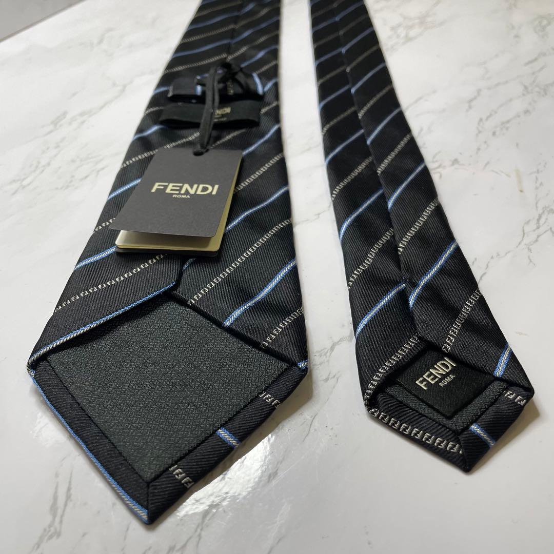 ✨新品未使用✨FENDI ネクタイ タグ付 ズッカ柄 レジメンタル 刺繍 定番