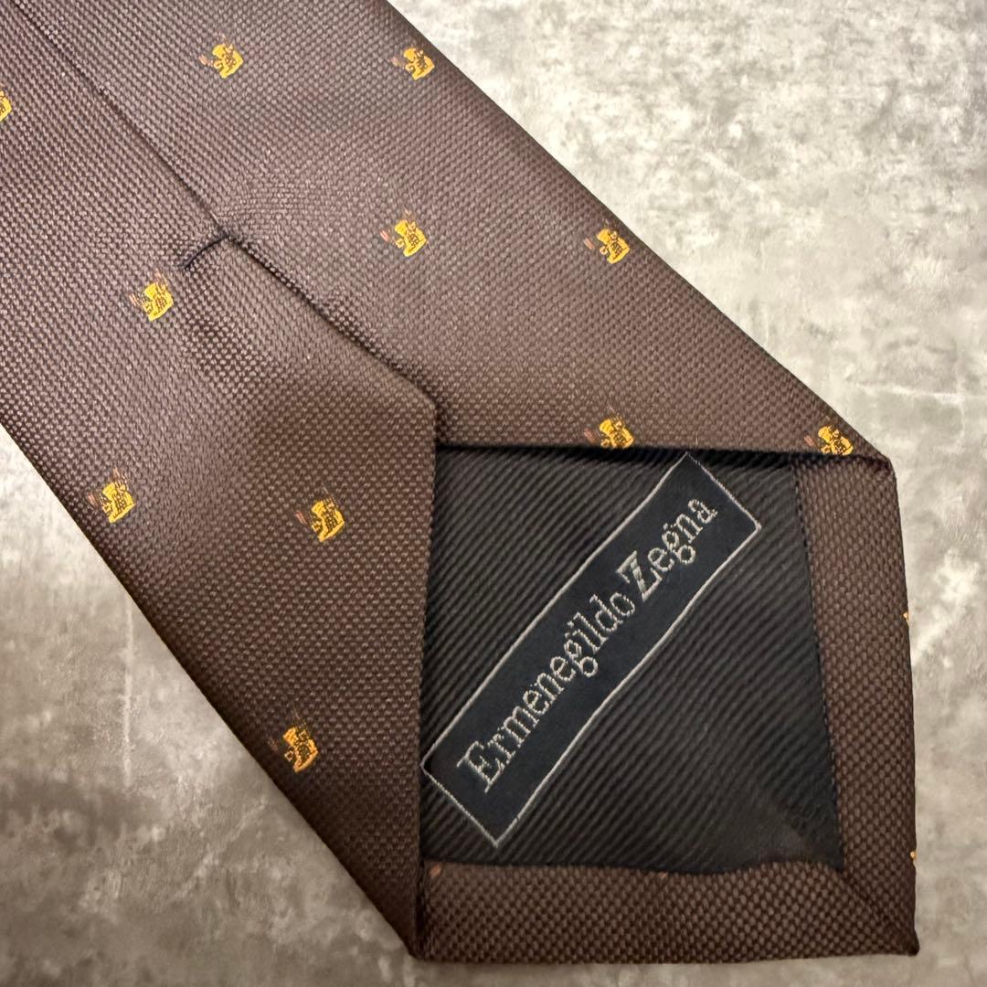 【✨極美品✨】Ermenegildo Zegna ネクタイ ブラウン ブルドッグ