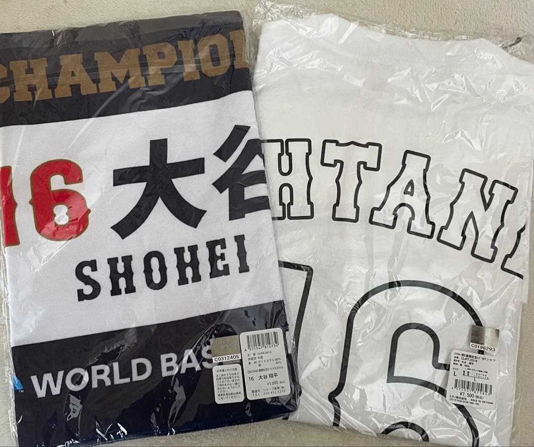 WBC優勝記念レプリカTシャツL,フェイスタオルセット/大谷翔平16