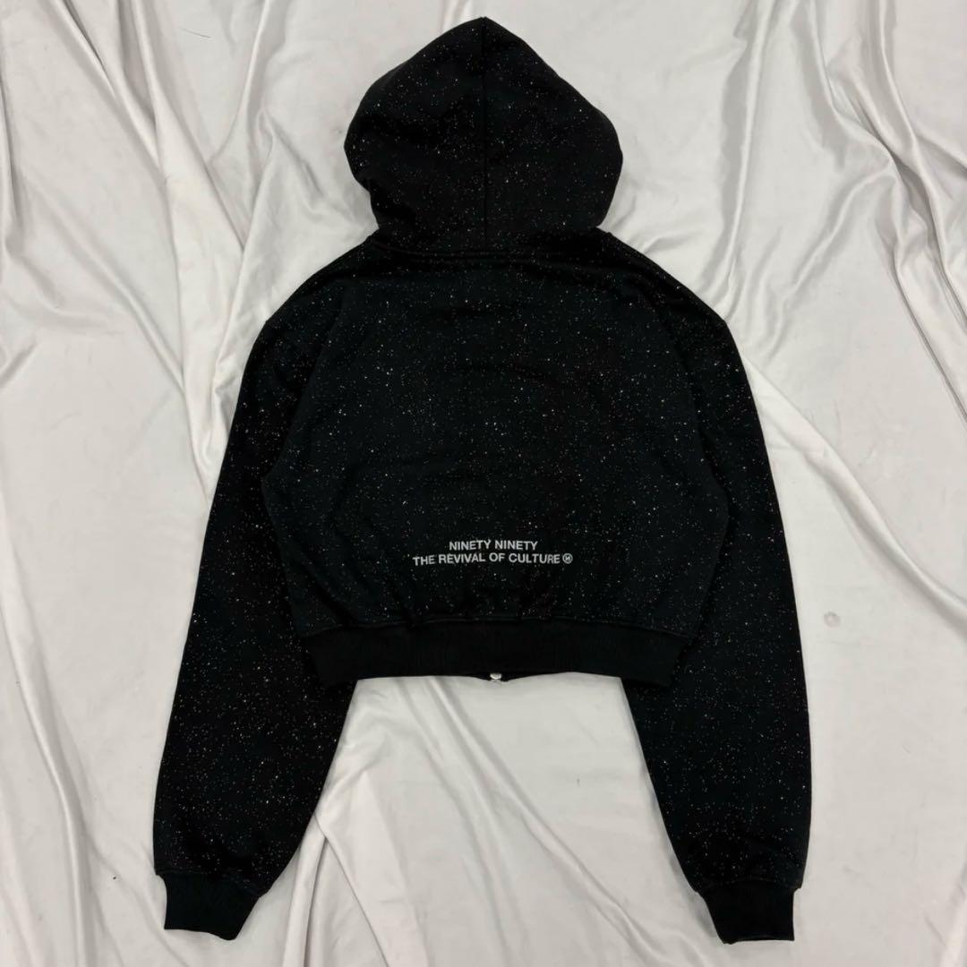 トップス 9090 Logo Glitter Zip Hoodie