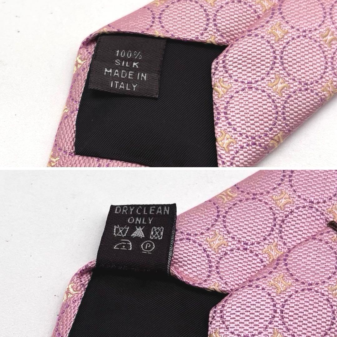 ✨美品✨セリーヌ　ネクタイ　トリオンフ　ドット　ピンク