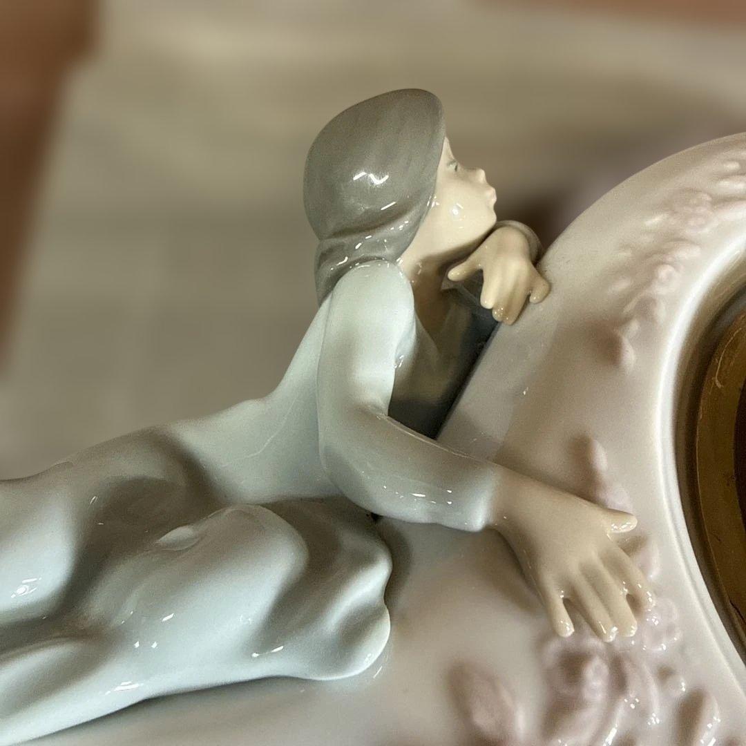 も*ん様 リアドロ　陶器製姉妹　フィギュア置時計　レトロ