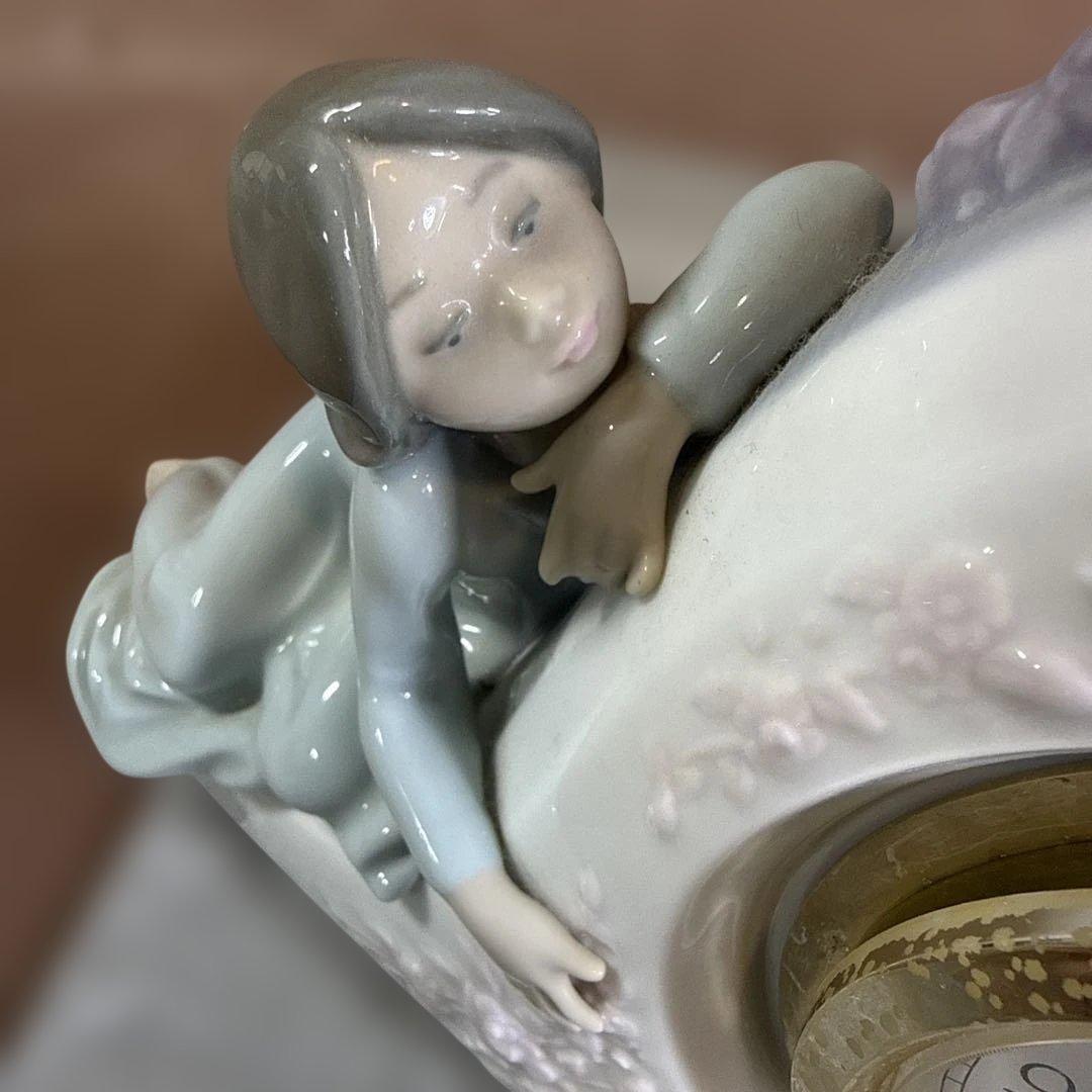 も*ん様 リアドロ　陶器製姉妹　フィギュア置時計　レトロ