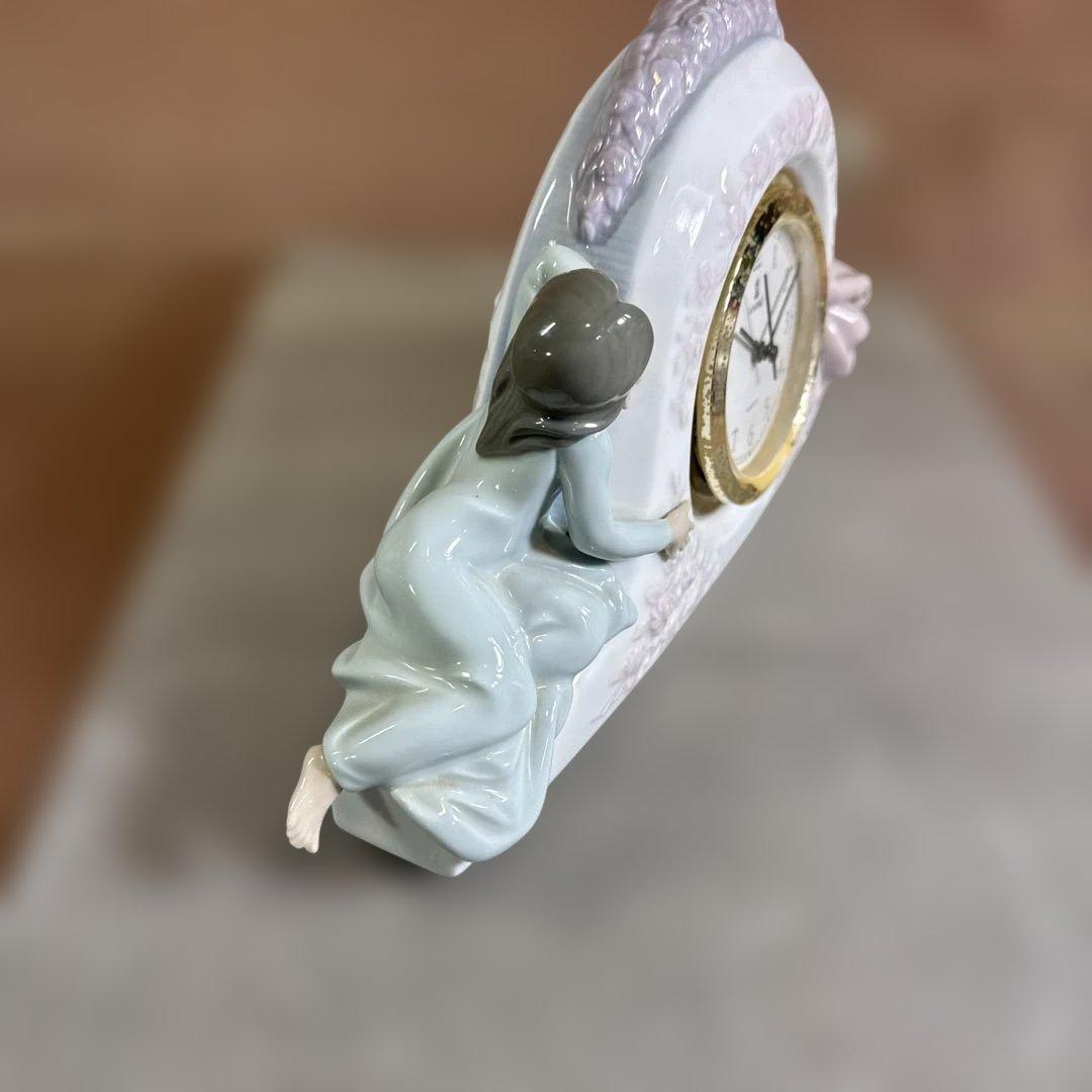 も*ん様 リアドロ　陶器製姉妹　フィギュア置時計　レトロ
