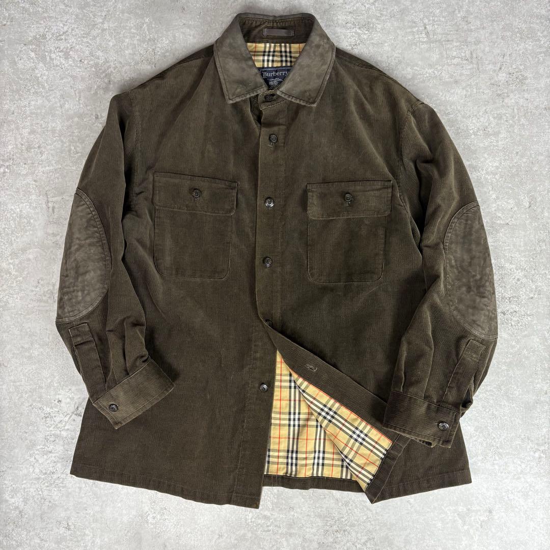 希少90s バーバリー サイドベンツ コーデュロイシャツジャケット L チェック