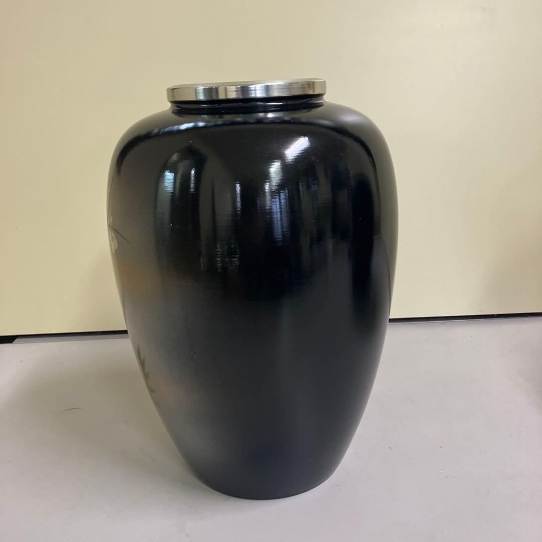 D壁 アルミ製 昭和レトロ 広口 骨董品 花瓶 花器 2つセット 外箱付き