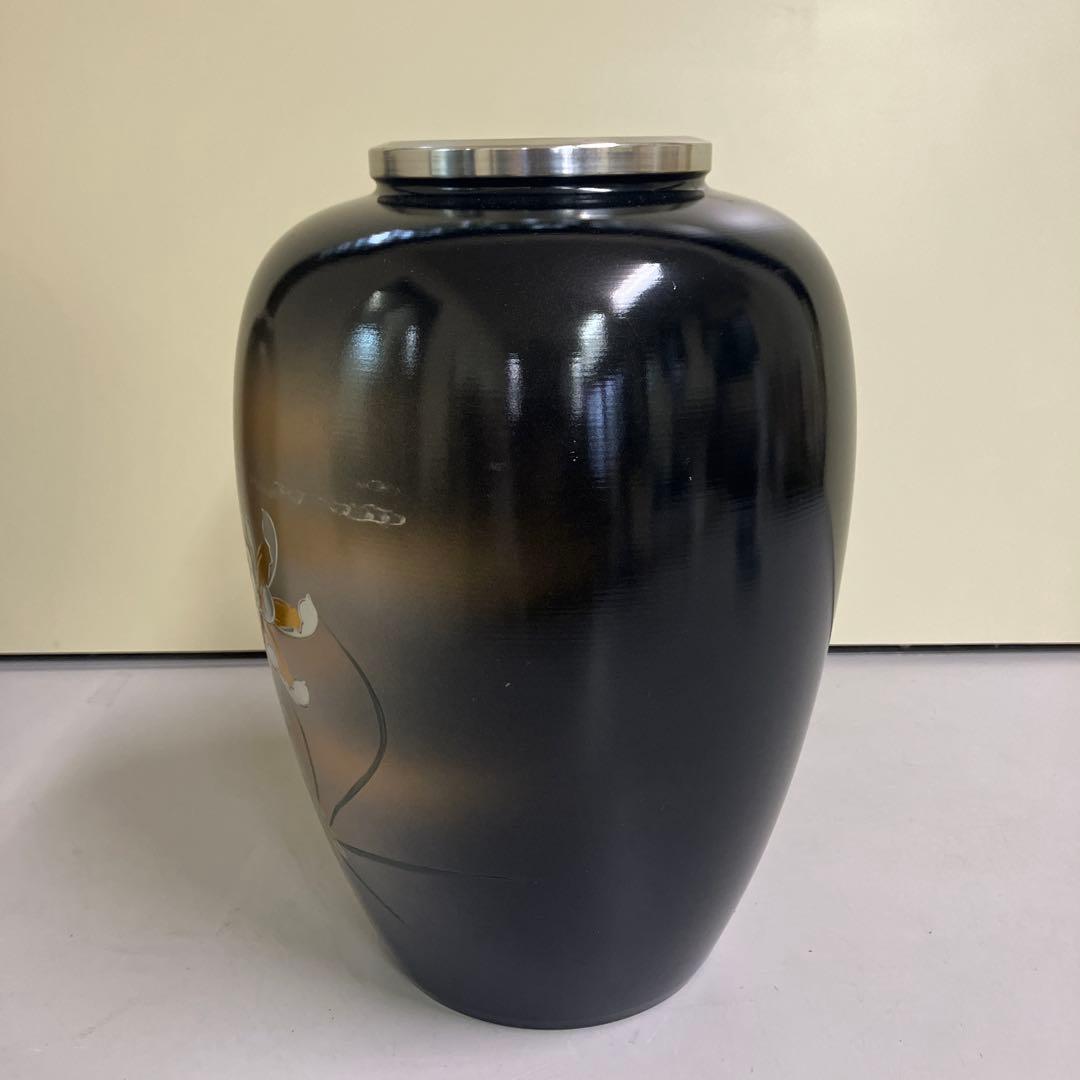 D壁 アルミ製 昭和レトロ 広口 骨董品 花瓶 花器 2つセット 外箱付き