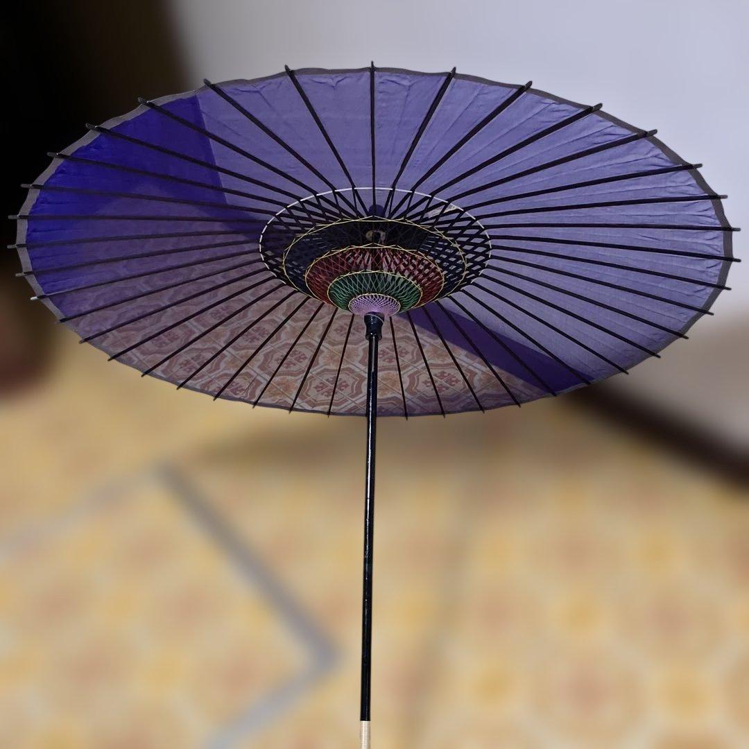 紫色 舞踊傘 多色装飾