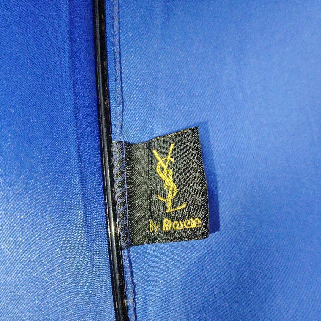 Yves Saint Laurent　イヴサンローラン　雨傘　刺繍ロゴ　青　長傘