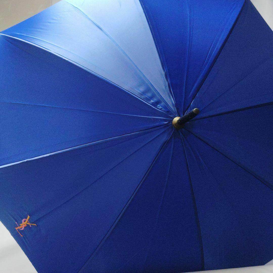 Yves Saint Laurent　イヴサンローラン　雨傘　刺繍ロゴ　青　長傘