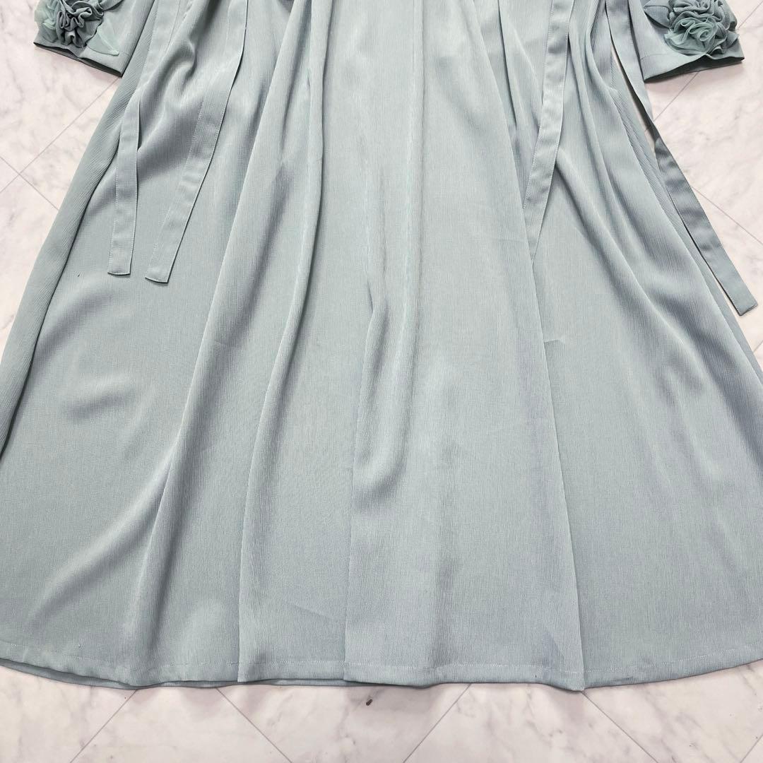 美品✨POTECHINO ミントグリーン　フリル　花モチーフ　ワンピース　リボン